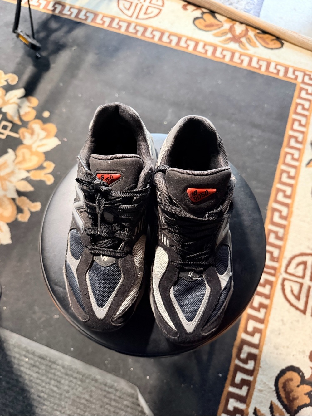 New Balance Black and Gray Men's Sneakers with Red Accent